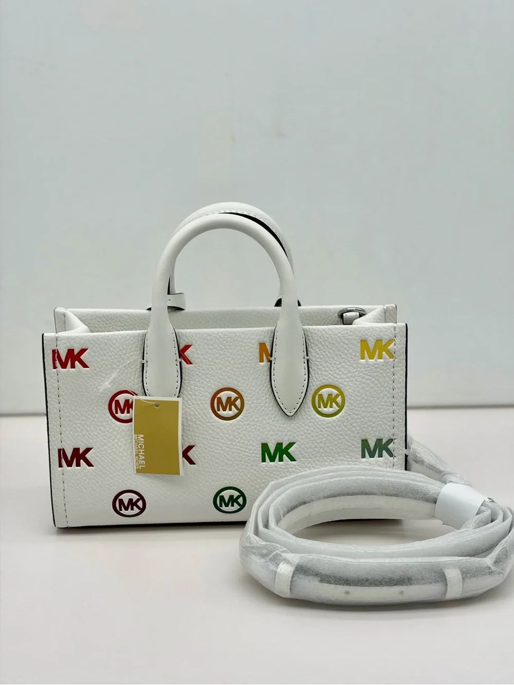 Michael Kors Small Mirella Rainbow satchel Crossbody Optic White